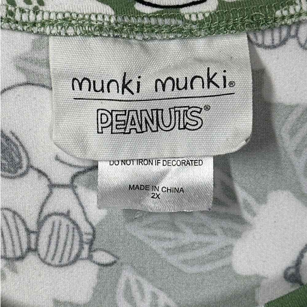 Munki Munki Peanuts Snoopy Green Floral Night Shirt Sleep Shirt Plus Sz 2X Comfy - Picture 5 of 10